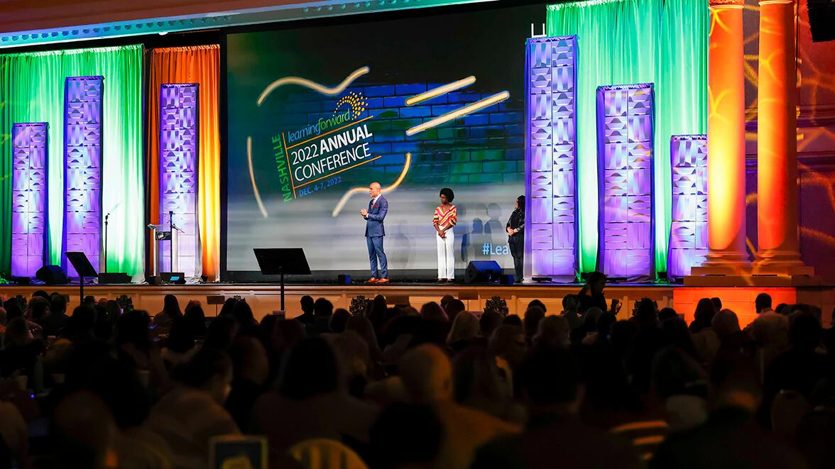 stage of the Learning Forward 2022 Annual Conference in Nashville